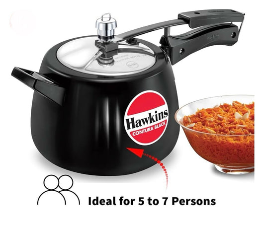 Hawkins 4 Litre Contura Black Pressure Cooker, Hard Anodised Inner Lid Cooker, Handi Cooker, Black (Cb40), 4 Liter