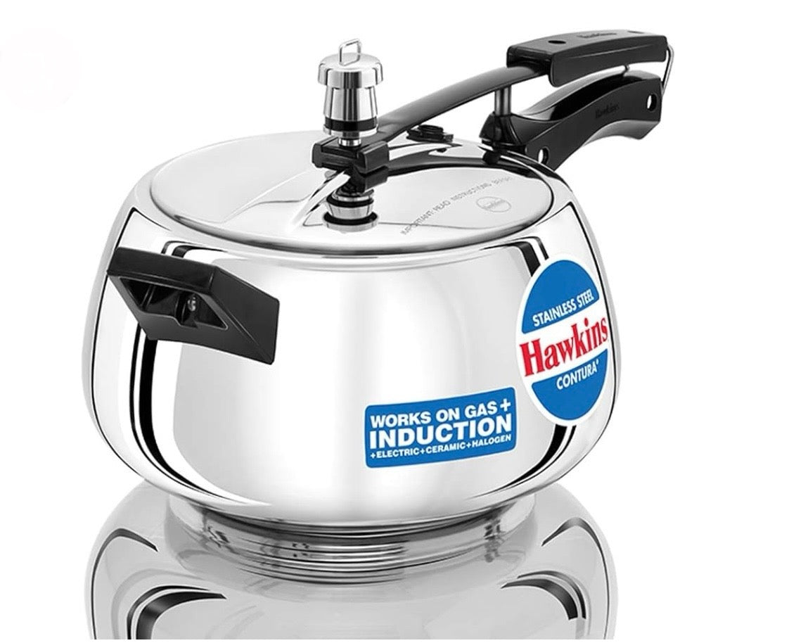 Hawkins 5 Litre Contura Pressure Cooker, Stainless Steel Inner Lid Cooker, Handi Cooker, Induction Cooker, Silver (SSC50)