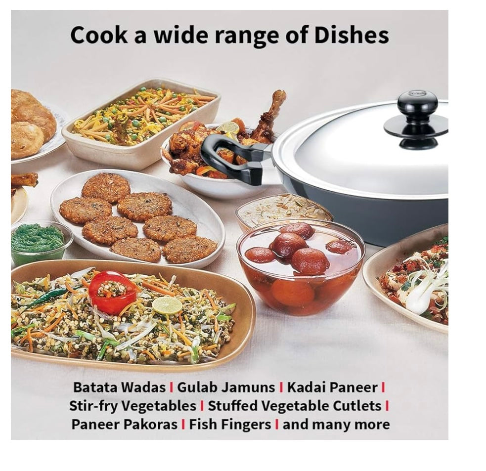 Hawkins Futura Nonstick Kadhai 2.5 L, 26 cm, 3.25 mm with SS lid (Black) (NK25S)