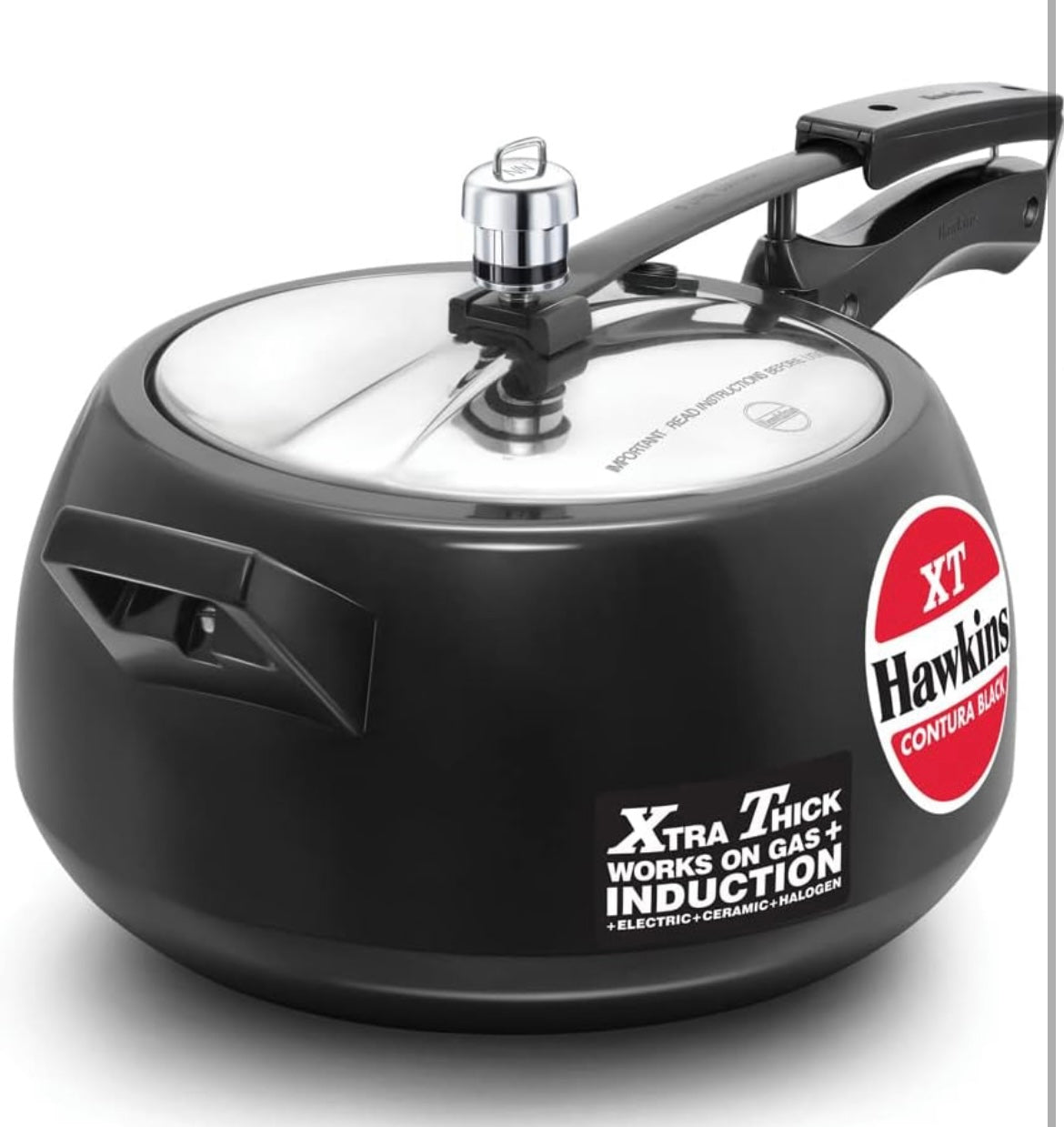 Hawkins 5 Litre Contura Black XT Pressure Cooker, Hard Anodised Inner Lid Cooker, Induction Cooker, Handi Cooker, Black CXT50
