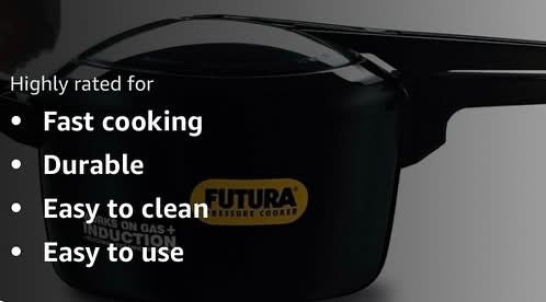 Hawkins Futura 5 Litre Pressure Cooker, Hard Anodised Inner Lid Pressure Cooker, Induction Cooker, Pan Cooker, Black (Ifp50), 5 Liter