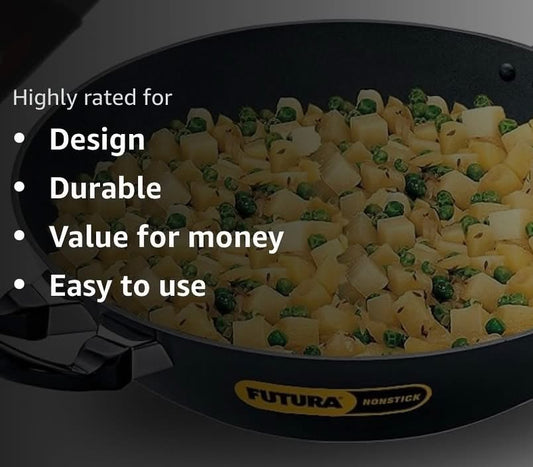 Hawkins Futura Nonstick Kadhai 4 L, 30 cm, 3.25 mm with SS lid (NK40S)