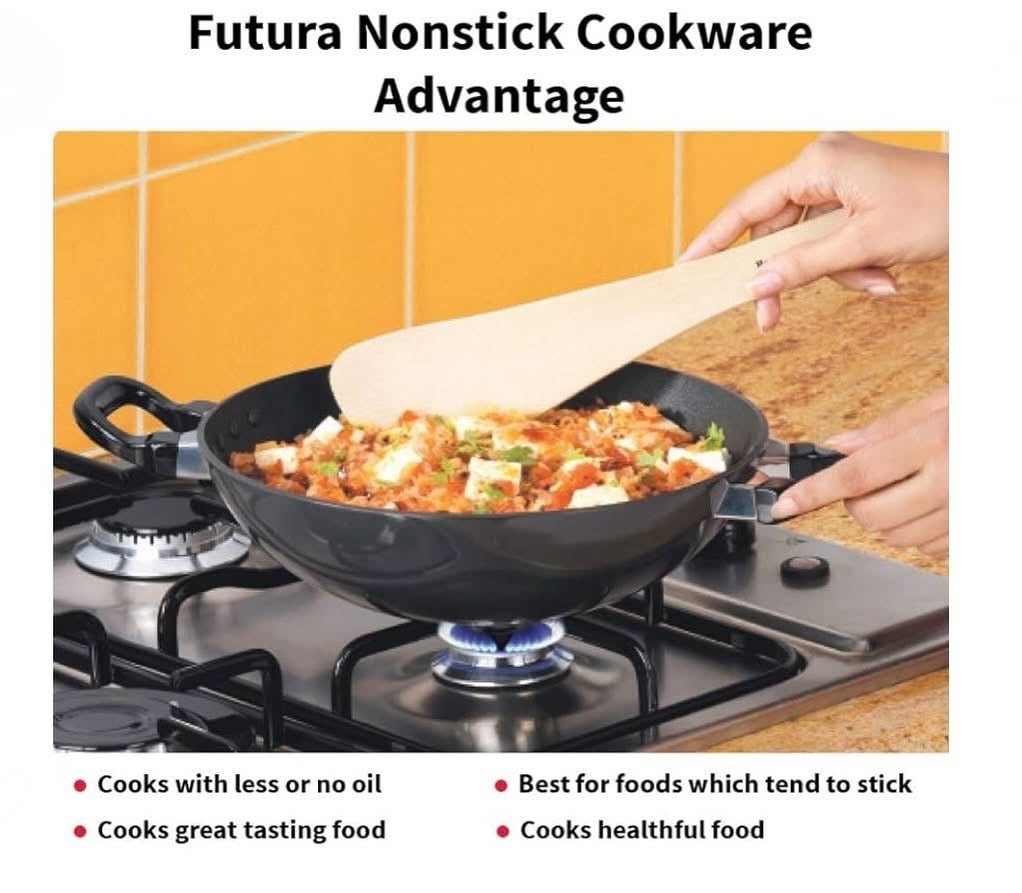 Hawkins Futura Nonstick Kadhai 4 L, 30 cm, 3.25 mm with SS lid (NK40S)
