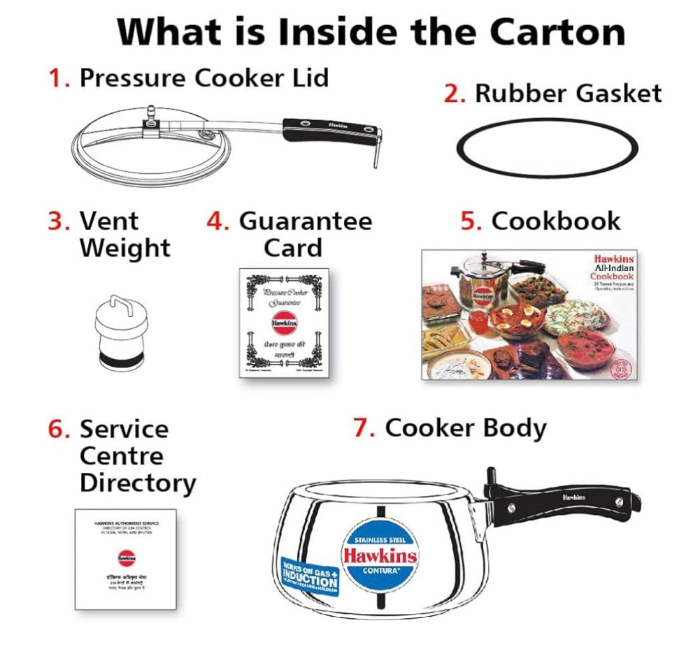 Hawkins 5 Litre Contura Pressure Cooker, Stainless Steel Inner Lid Cooker, Handi Cooker, Induction Cooker, Silver (SSC50)