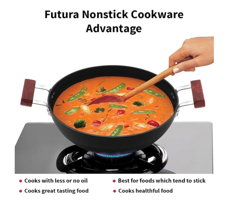 Hawkins Futura 5 Litre Deep Kadhai – Non-Stick, Induction Base with Glass Lid – Black (INK50G)