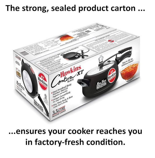 Hawkins Pressure Cooker Contura Hard Anodized Extra Thick Base for Induction, 3.5 L (Black)