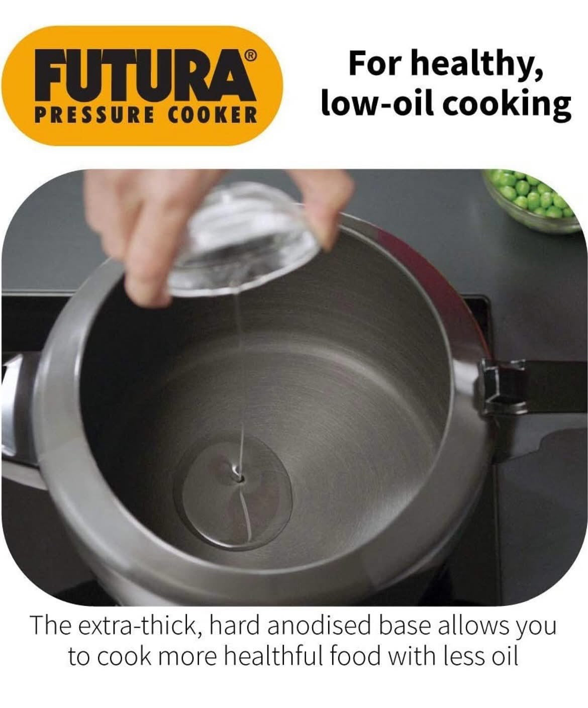 Hawkins Futura 4 Litre Pressure Cooker, Hard Anodised Inner Lid Pressure Cooker, Induction Cooker, Pan Cooker, Black (Ifp40), 4 Litres
