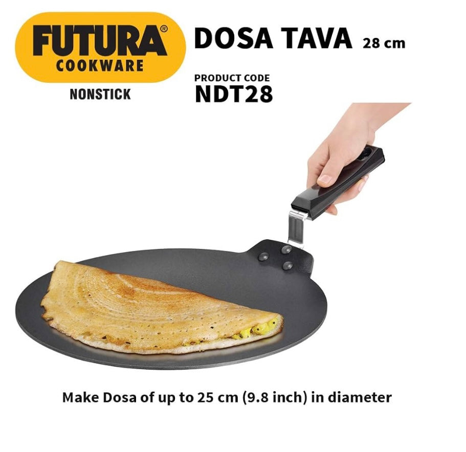 Hawkins Futura 28 cm Dosa Tava, Non Stick Dosa Tawa, Small Dosa Tawa (NDT28) (Black)