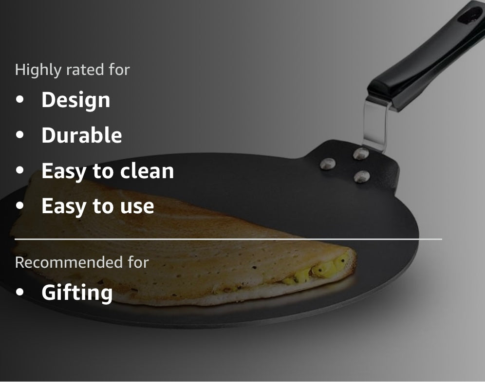 Hawkins Futura 28 cm Dosa Tava, Non Stick Dosa Tawa, Small Dosa Tawa (NDT28) (Black)