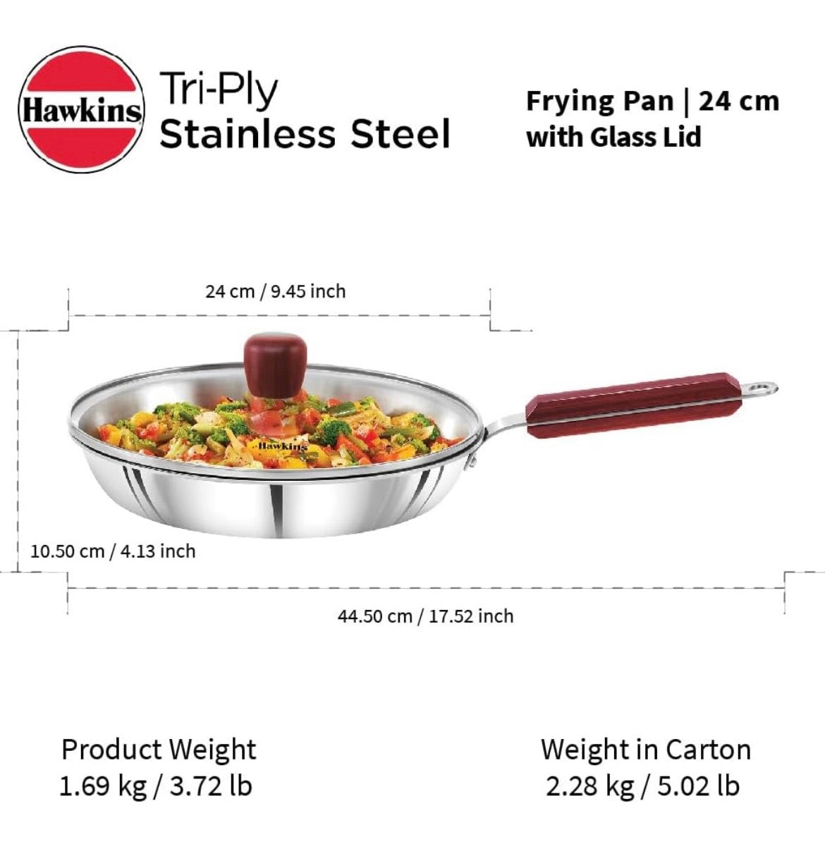 Hawkins Tri ply Frying Pan 24 Cm