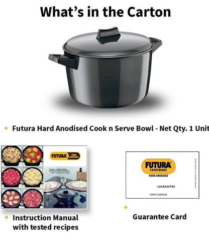 Hawkins Futura Hard Anodised Cook-n-Serve Bowl/ Aluminium, Black ACB60