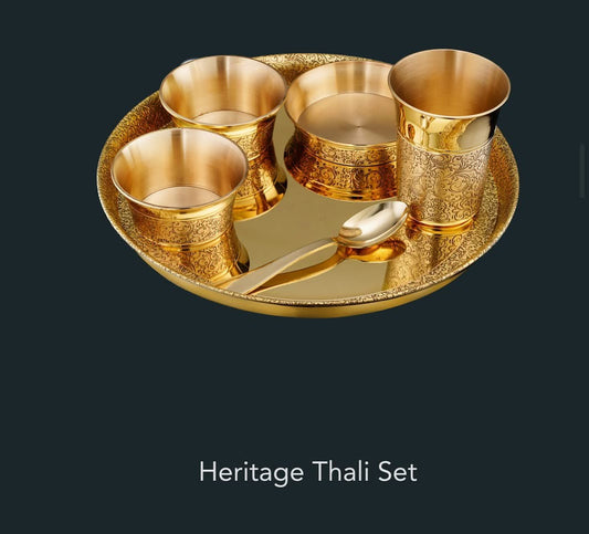 LILY BRASS THALI SET HERITAGE 6PC
Weight: 1.8Kg