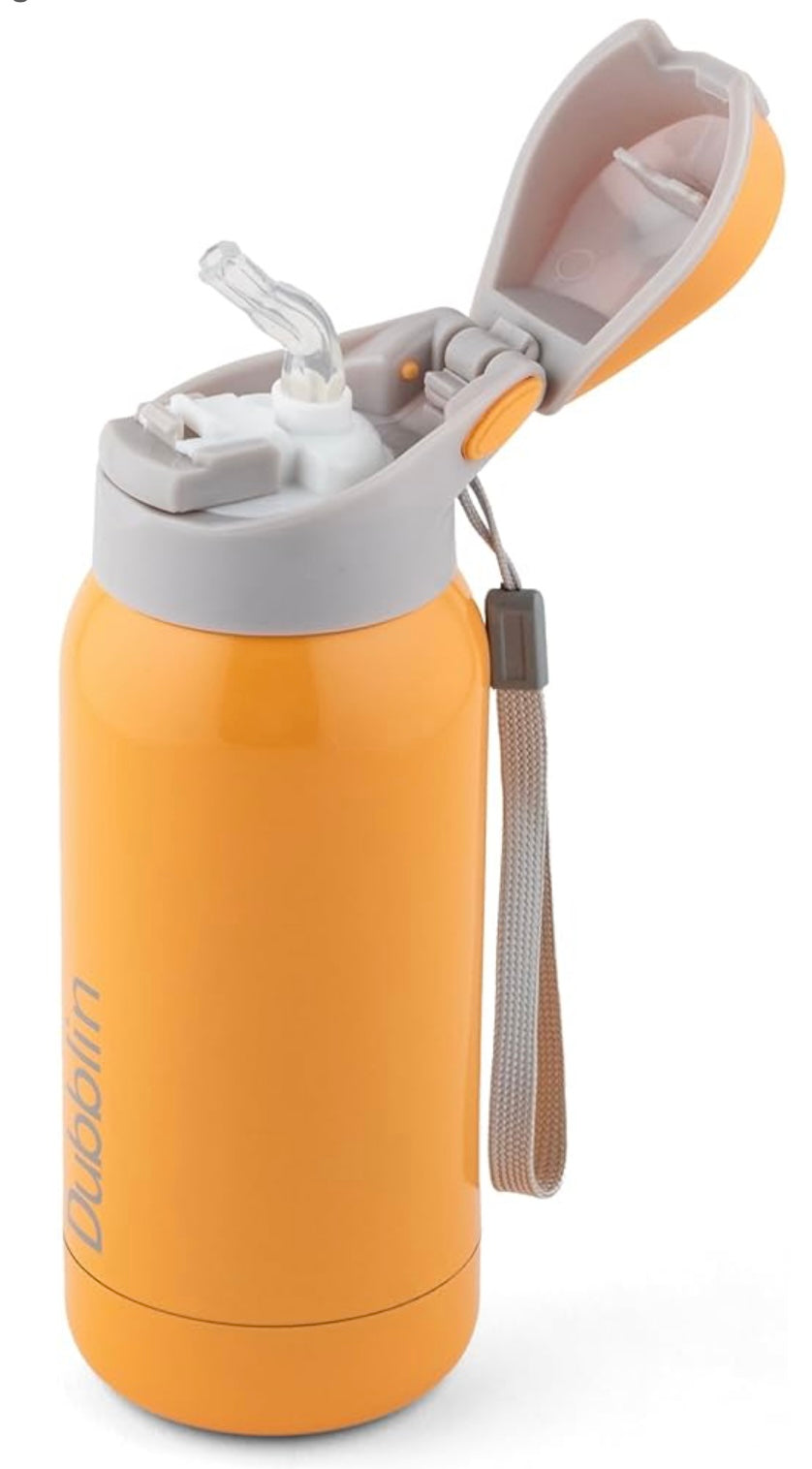 Dubblin Robot Stainless Steel Double Wall Vacuum Insulated BPA Free Water Bottle with Anti Skid Bottom & Leak Proof Lid, Thermos Flask Keeps Hot 6 Hours, Cold 12 Hours (500 ML)