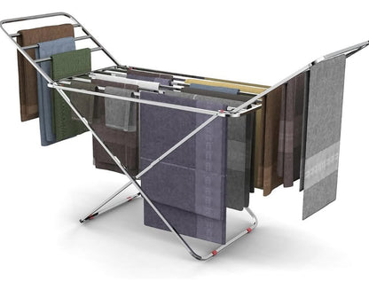 Stainless steel coth Rack (Big Size)

Dimensions 197 CM ( 117 cm + 2* 40cm expandable 2 sides)