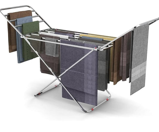 Stainless steel coth Rack (Big Size)

Dimensions 197 CM ( 117 cm + 2* 40cm expandable 2 sides)