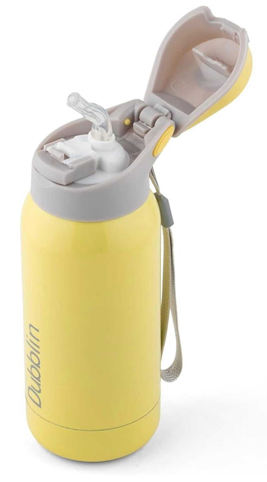 Dubblin Robot Stainless Steel Double Wall Vacuum Insulated BPA Free Water Bottle with Anti Skid Bottom Leak Proof Lid, Thermos Flask Keeps Hot