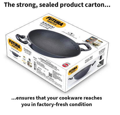 Hawkins Futura Nonstick Kadhai 2.5 L, 26 cm, 3.25 mm with SS lid (Black) (NK25S)