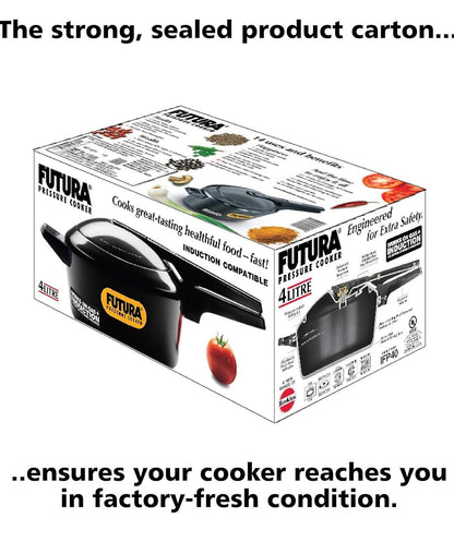 Hawkins Futura 4 Litre Pressure Cooker, Hard Anodised Inner Lid Pressure Cooker, Induction Cooker, Pan Cooker, Black (Ifp40), 4 Litres