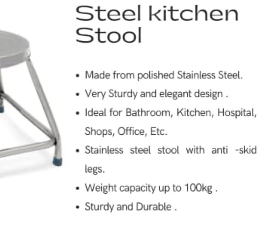 Stainless Steel Round Stool, (l*b*h - 12 * 12 * 12 inch) 12 Inches - 32 CMs