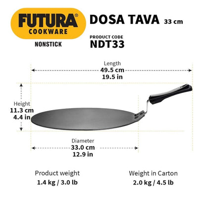 Hawkins Futura Nonstick Dosa Tava, Diameter 33 cm, Thickness 4.88 mm (NDT33)