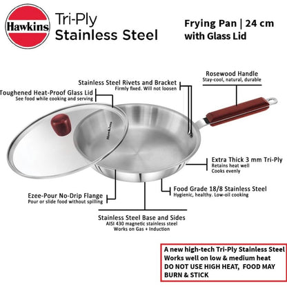 Hawkins Tri ply Frying Pan 24 Cm