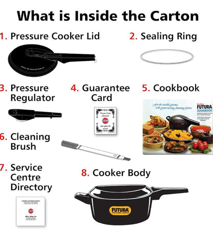 Hawkins Futura 4 Litre Pressure Cooker, Hard Anodised Inner Lid Pressure Cooker, Induction Cooker, Pan Cooker, Black (Ifp40), 4 Litres