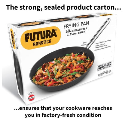 Hawkins Futura 29 cm Induction Non Stick Fry Pan with Stainless Steel Handle and Stainless Steel Lid, Big Frying Pan, Black (INFS29S)