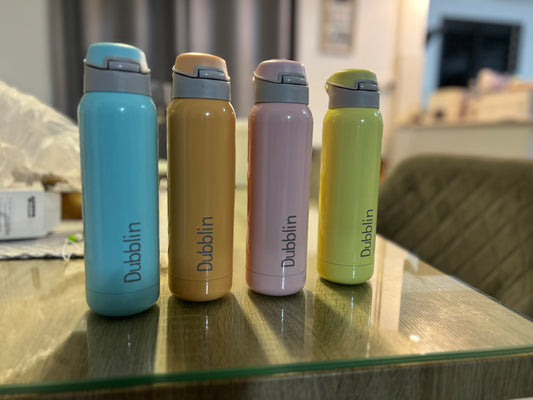 Dubblin Robot Stainless Steel Double Wall Vacuum Insulated BPA Free Water Bottle with Anti Skid Bottom & Leak Proof Lid, Thermos Flask Keeps Hot 6 Hours, Cold 12 Hours (500 ML)