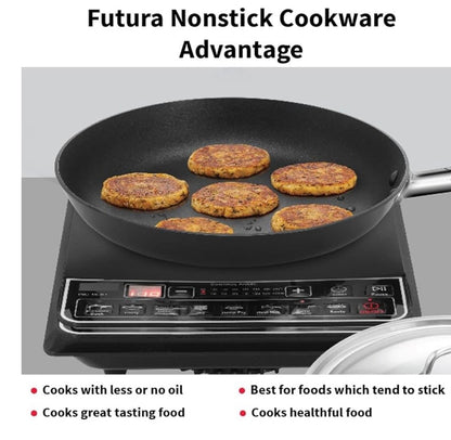 Hawkins Futura 29 cm Induction Non Stick Fry Pan with Stainless Steel Handle and Stainless Steel Lid, Big Frying Pan, Black (INFS29S)