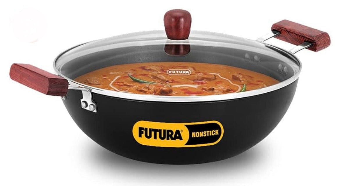 Hawkins Futura 5 Litre Deep Kadhai – Non-Stick, Induction Base with Glass Lid – Black (INK50G)