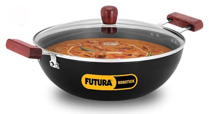 Hawkins Futura 5 Litre Deep Kadhai – Non-Stick, Induction Base with Glass Lid – Black (INK50G)