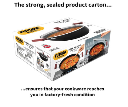 Hawkins Futura 5 Litre Deep Kadhai – Non-Stick, Induction Base with Glass Lid – Black (INK50G)